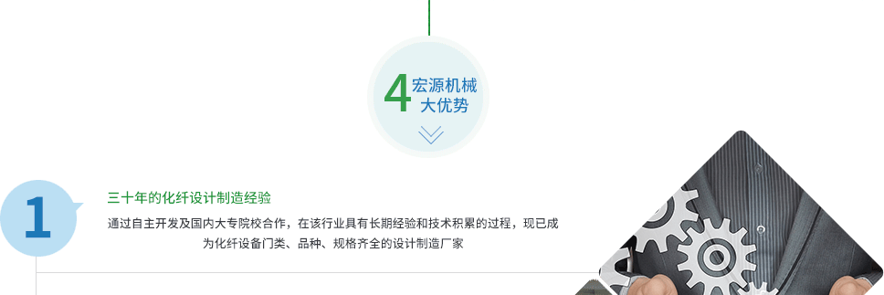 公司致力于制造質量上乘的產品，優質的售后服務。產品為國內眾多企業服務，并遠銷東南亞、東歐及南美。我們期待與海內外客戶廣泛合作，共創化纖工程新輝煌。
